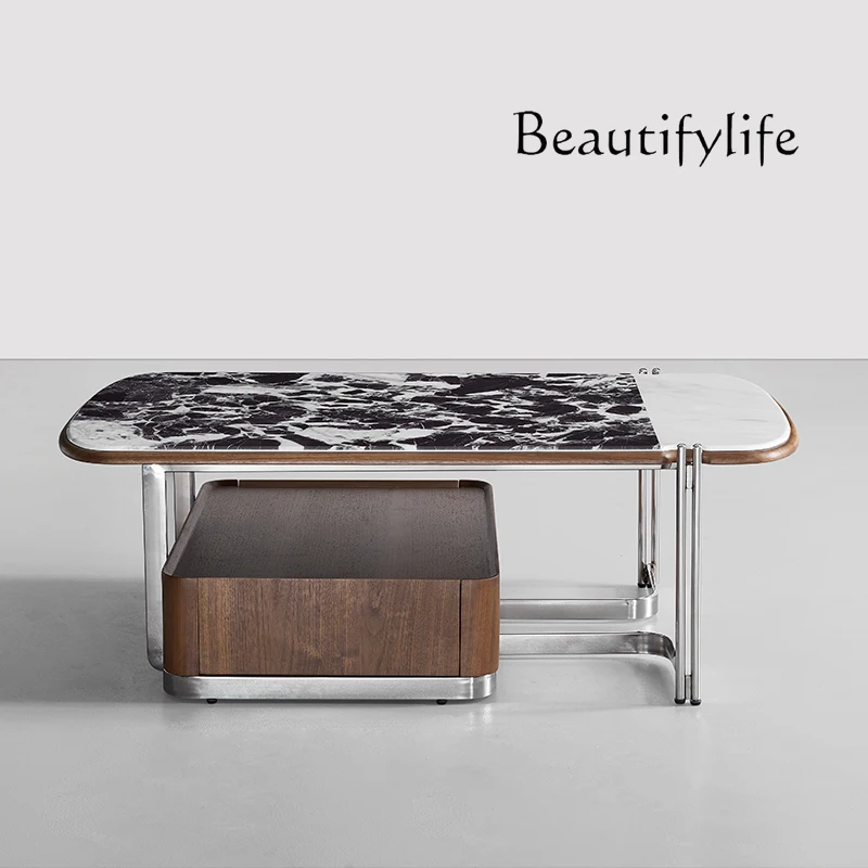 

Marble coffee table living room home new light luxury high-end walnut coffee table