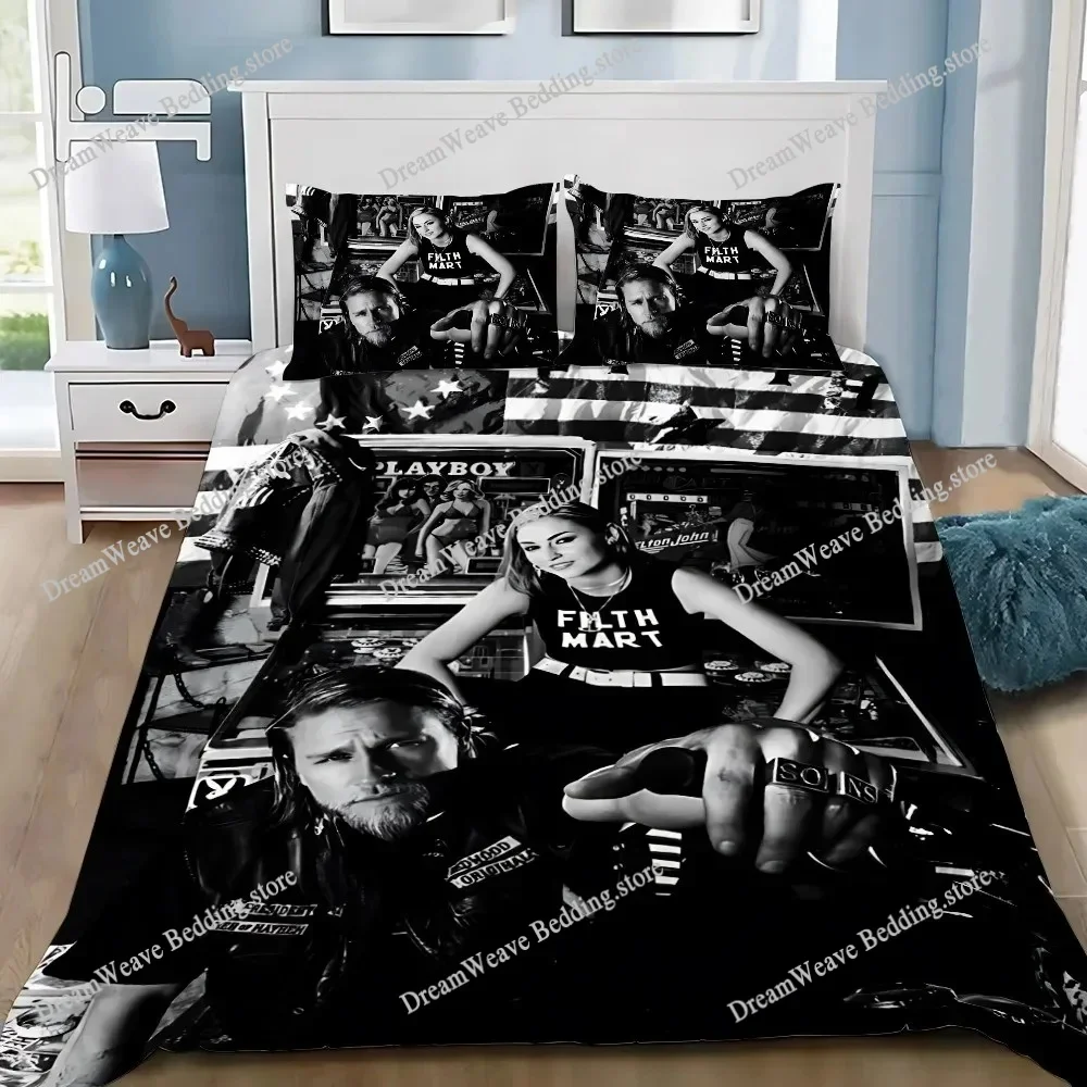 

Sons of Anarchy-Retro Duvet Cover Pillowcase Anime Bedding Set Adult Girls Boys Bedroom Decoration Gift Single Double King Size9