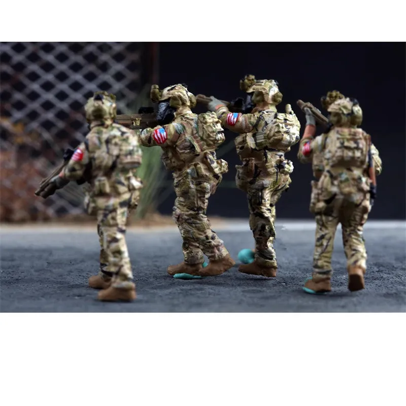 Modèle peint 1:72, 4 pièces, figurines d'action modernes des forces spéciales américaines, soldats de défense chimique, accessoires de scène à faire soi-même, affichage de Collection