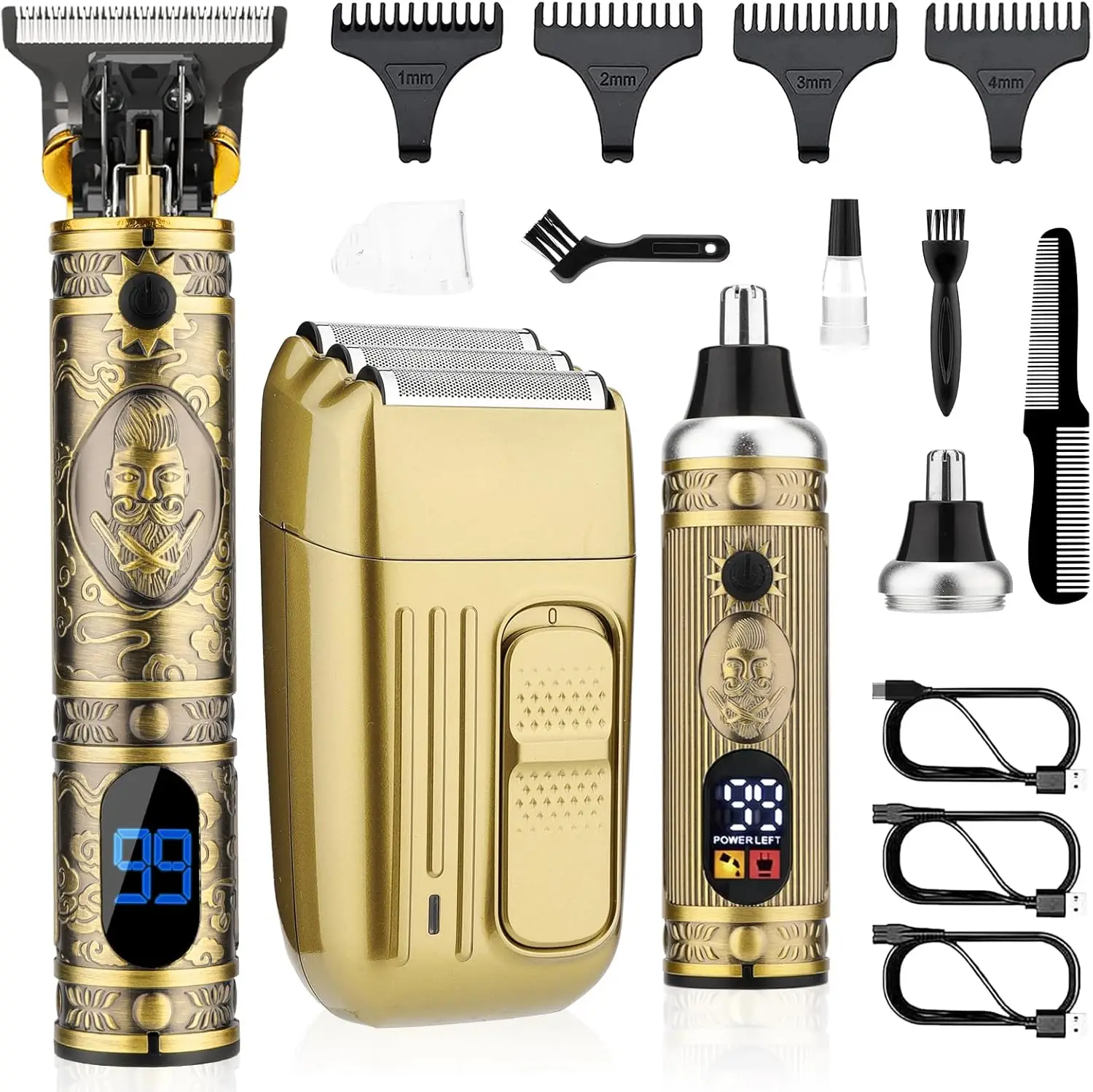 

Профессиональный беспроводной набор машинок для стрижки волос и триммеров для бороды для мужчин, комплект для ухода с Т-образным лезвием