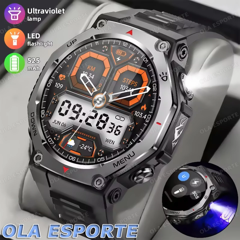 

2026 New Military Grade Outdoor Sports Smart Watch Men GPS Motion Track 5ATM Waterproof Heart Rate HD Bluetooth Call Smart Watch