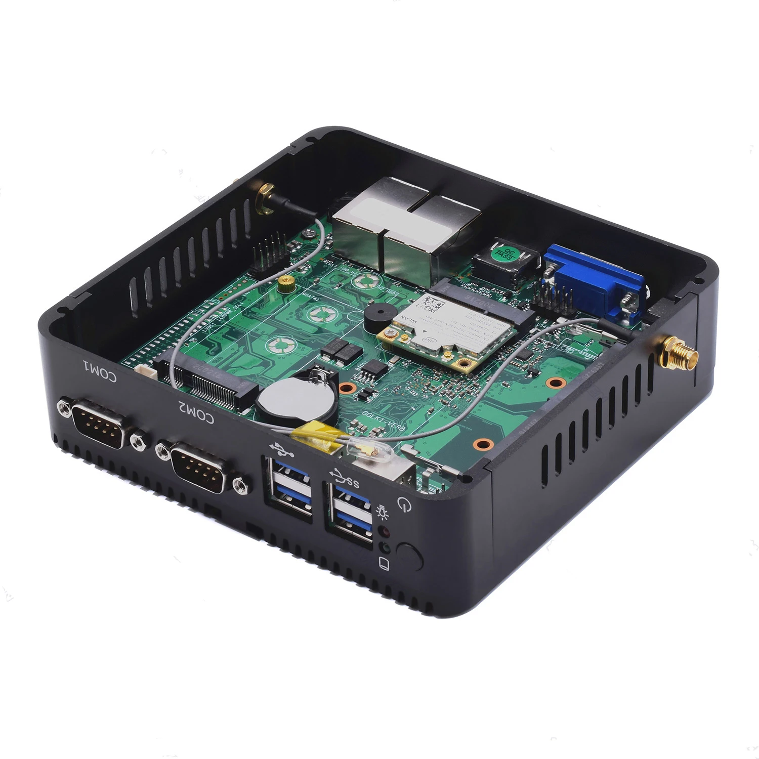 Sans ventilateur Mini PC Intel Celeron J6412 Client Léger Double LAN 2xRS232 2xHD DP 4xusb Windows IOT Industriel Intégré Mini Ordinateur