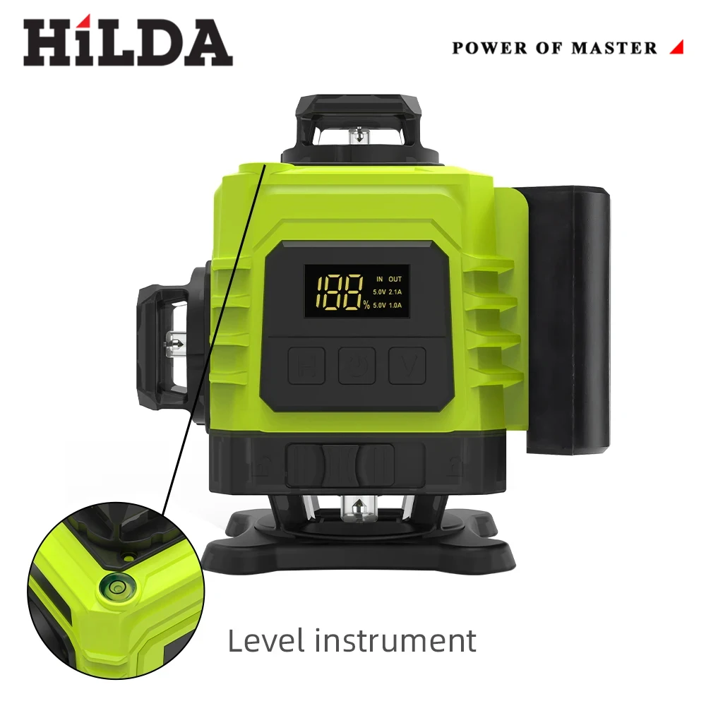 HIlDA 4D 16 Lines Green Laser Horizontal 360 Self Leveling Vertical and Horizontal Strong Green Beam Optical Instrument