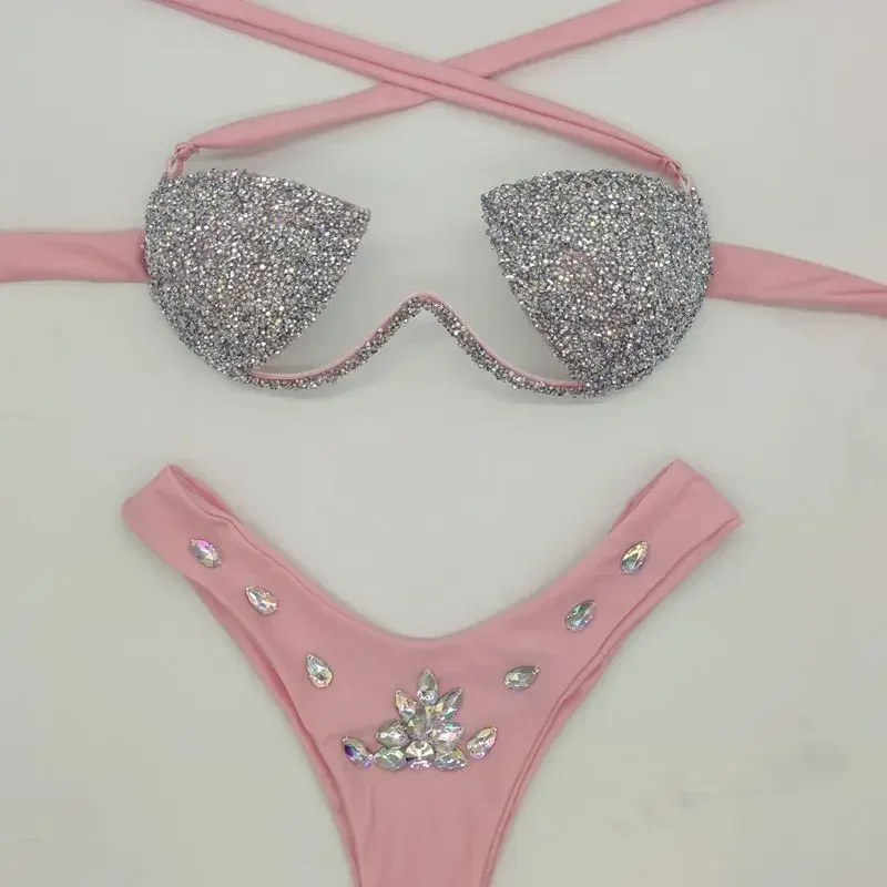 Swinol Rhinestone Bikini Set New Bling Stones Swimsuit Good Quality Swimsuit Luxury Bathing Suit Sexy Women Push Up Beachwear