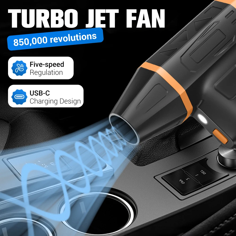 منفاخ هواء توربو جيت متعدد الوظائف ينفخ الرياح/نفخ الثلج/قابل للنفخ/إضاءة منفضة هواء كهربائية للكمبيوتر ولوحة المفاتيح والسيارة