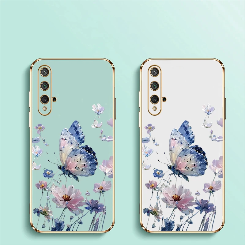 حافظة لهاتف هواوي هونور 20 8A 200 Pro 90 Lite 70 50 SE 20S مطلية فاخرة من السيليكون الناعم المقاوم للصدمات