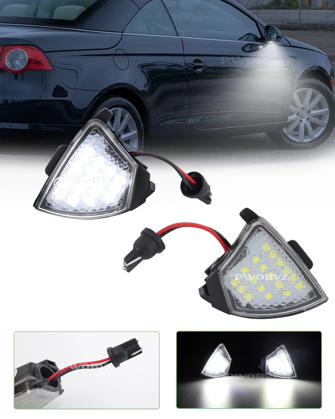 LED Mirror Puddle Lights  LED Under Rearview  Floor Ground Welcome Lamp For VW EOS Rabbit GOLF 5 GTI  MKV  Jetta Passat  B6