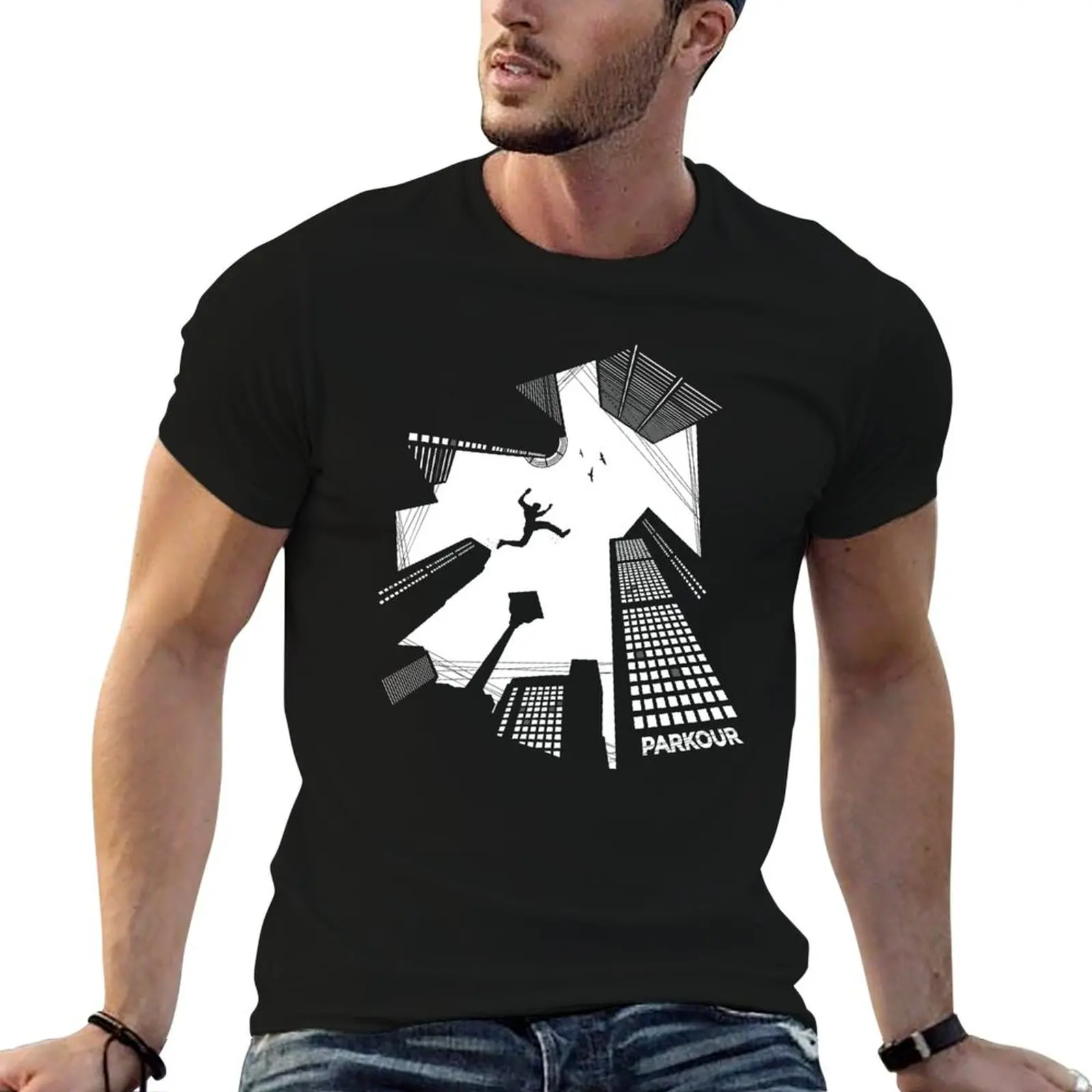 Parkour, extreme sport. T-Shirt Modern Style Print T-Shirt