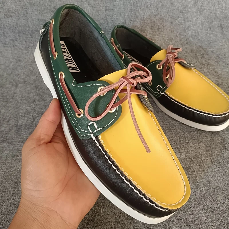 2026 الكلاسيكية الجلود والحبوب الكاملة قارب الأحذية الأحذية حذاء رجالي Handsewn العلامة التجارية الفاخرة المتسكعون الأخفاف للرجال #6