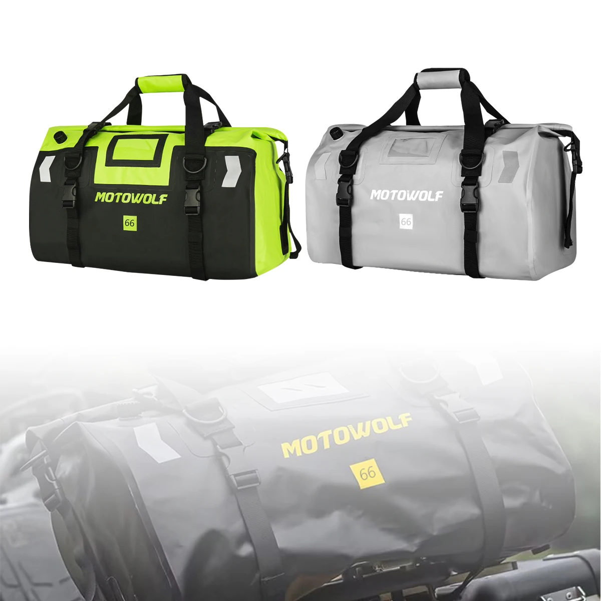 Motorrad Wasserdichte Hecktasche Reise Outdoor Trockenen Gepäck Roll Pack Tasche 20/66/100L Motorrad Gepäck Rucksack Motorrad sitztasche – Detail 6