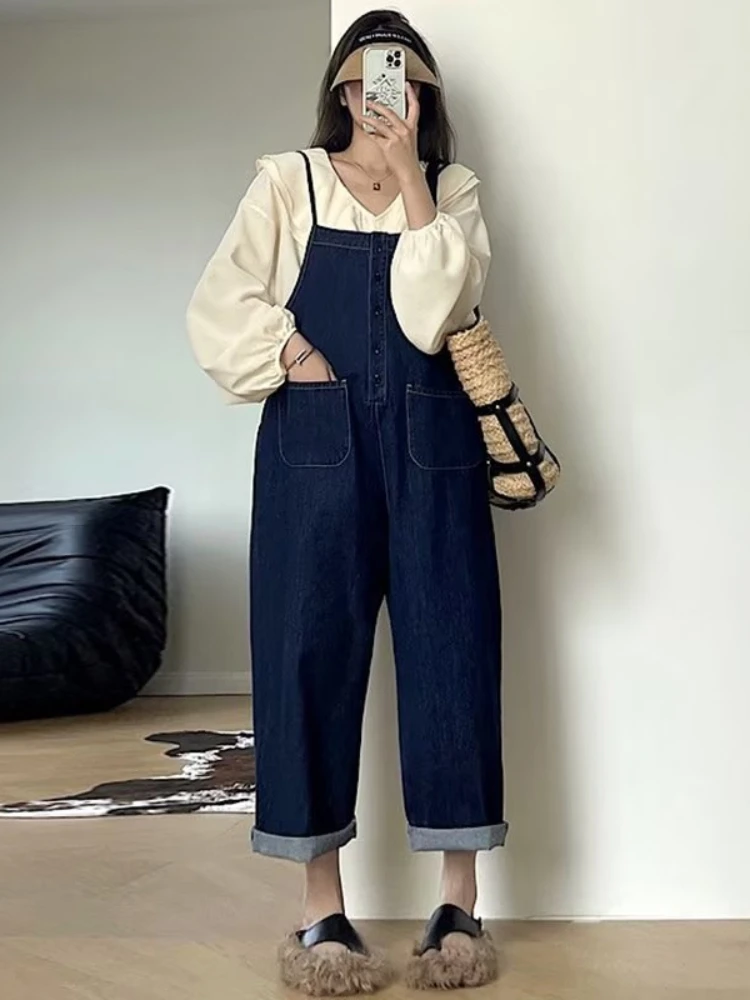 S-5XL Jumpsuits Women Loose High Waist Leisur Streetwear Chic Autumn Fashion All-match Sweet Harajuku Japanese Style Denim Daily