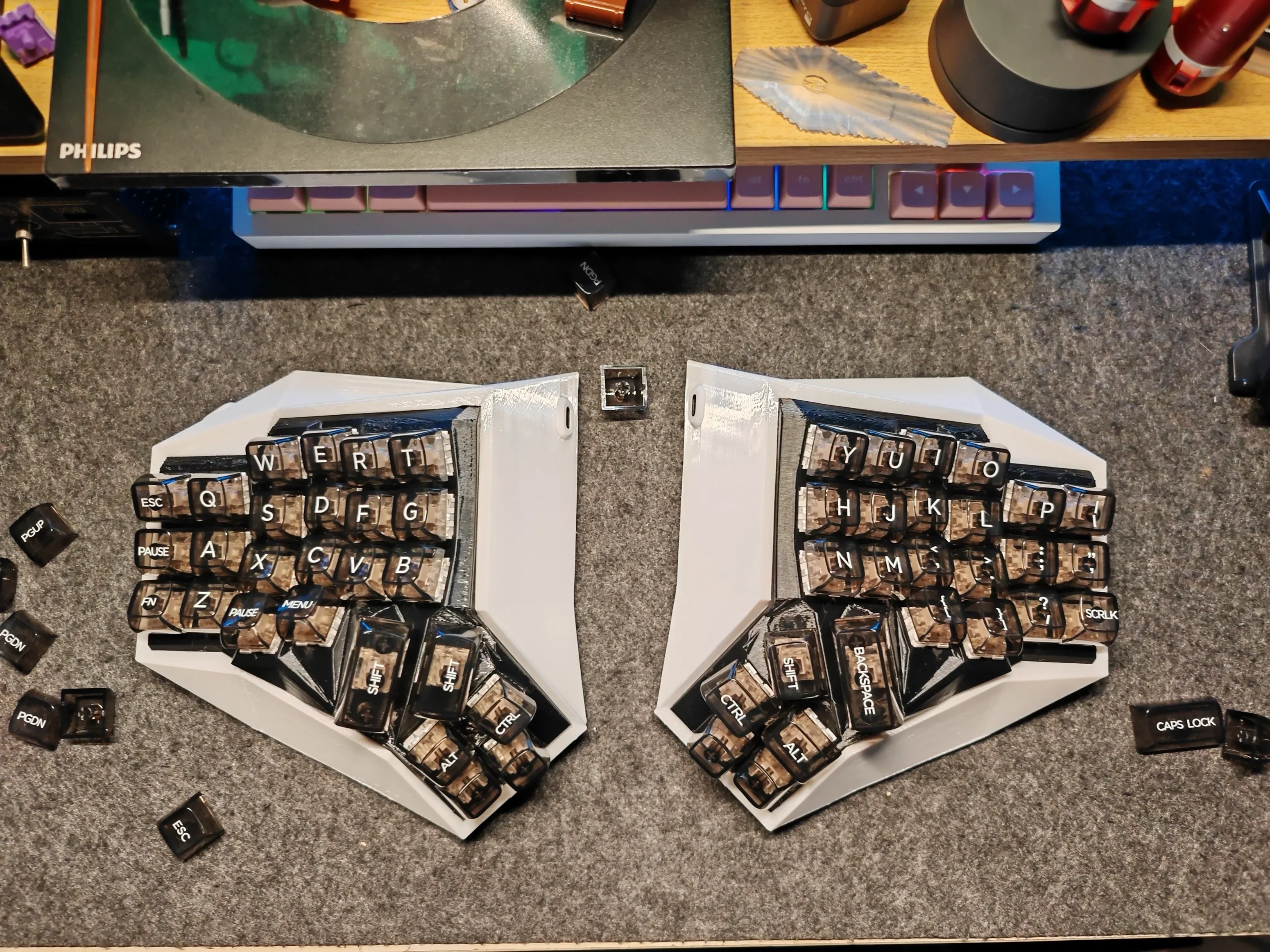 Angry Miao AM Hatsu Split Keyboard Kit Similar Custom  Hotswap Wired Single-mode Curved Mechanical Keyboard Ergonomics  Teclado