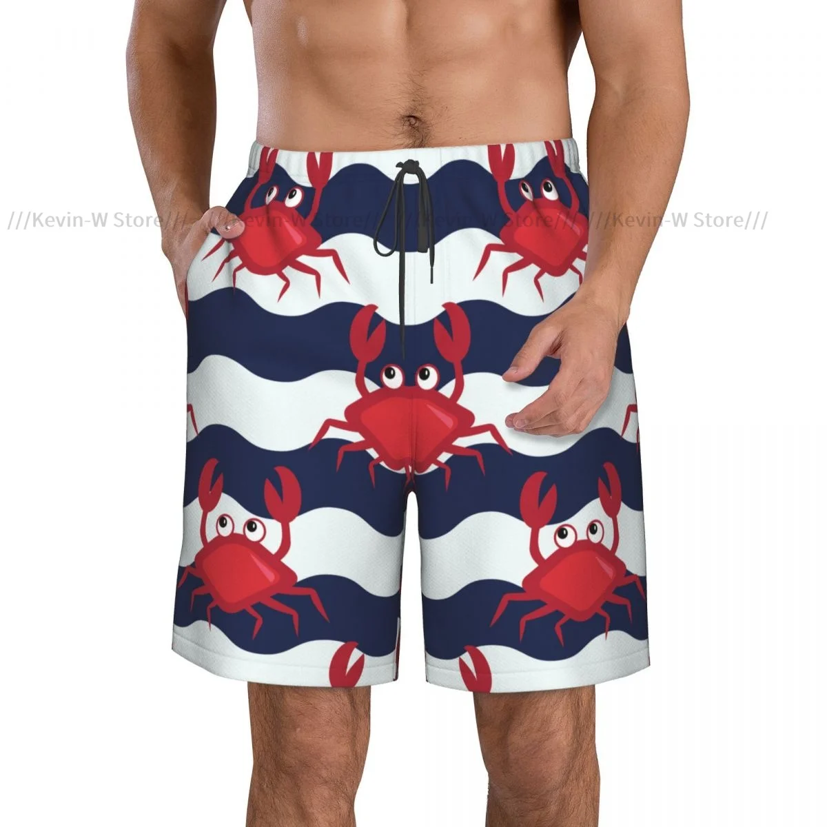 Swimsuit Beach Quick Drying Trunks For Men Nautical Crabs Crabs Striped Swimwear Briefs Board Shorts Fast Dry Beachwear