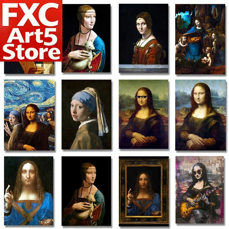 1 pièce, impression sur toile sans cadre, célèbre œuvre d'art de Léonard de Vinci, Salvator Mundi, Mona Lisa, affiche murale pour salon