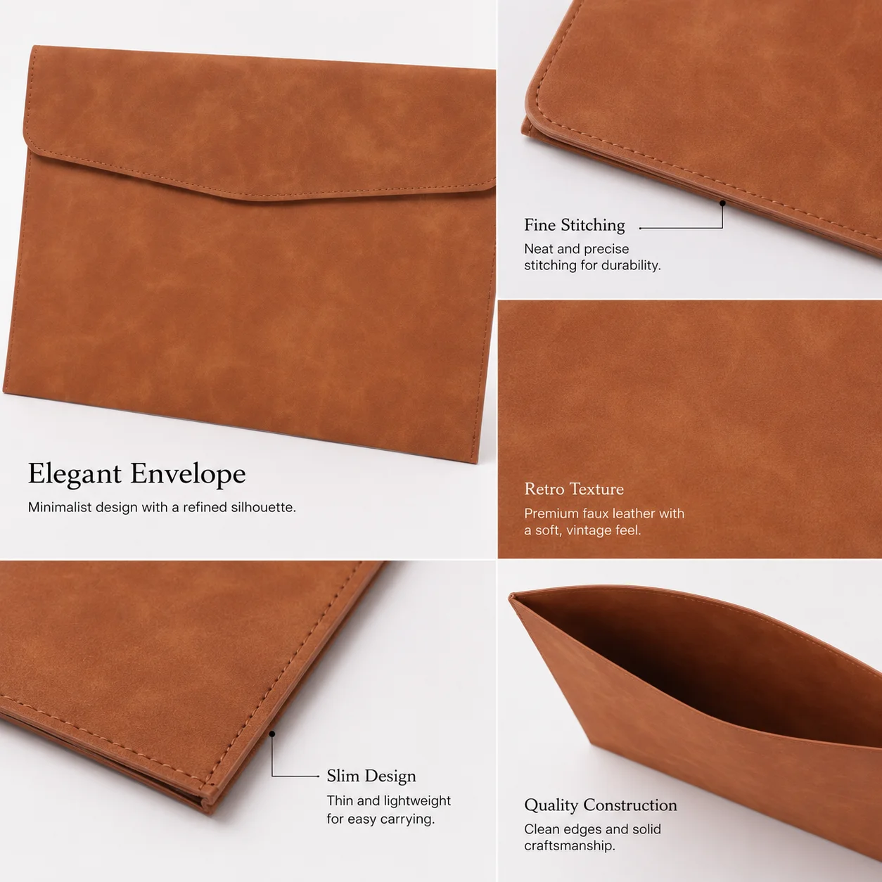 Bolsas de archivo de cuero A4 personalizadas para cartas, documentos oficiales, materiales de oficina y almacenamiento en oficinas comerciales.
