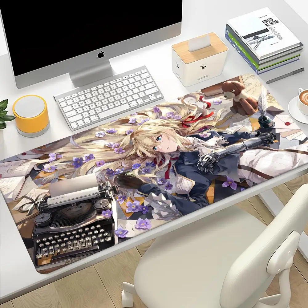 حار أنيمي البنفسجي Evergarden ماوس الوسادة دائم لوحة المفاتيح ماوس حصيرة ملحقات الكمبيوتر كبيرة تمديد Mause سطح المكتب الحصير