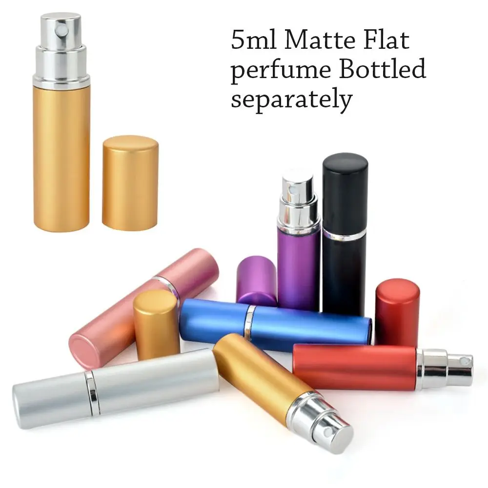 เครื่องพ่นน้ำหอมอลูมิเนียมขนาด5มล. แบบพกพาโลหะสำหรับเครื่องสำอางสเปรย์แอลกอฮอล์ขวดรีฟิลเปล่าสำหรับเดินทางขนาดเล็ก
