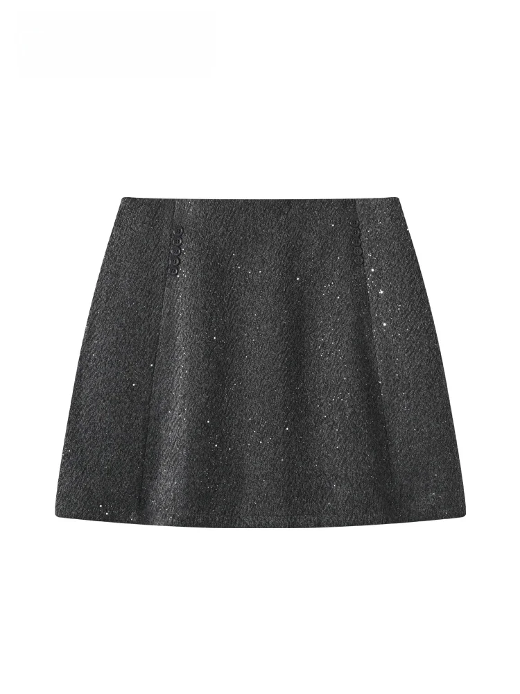 

High Waist Warm Woolen A-Line Skirt for Women plus Size Autumn Winter New Sle Slimming Warmth Covering Meat ort Skirt
