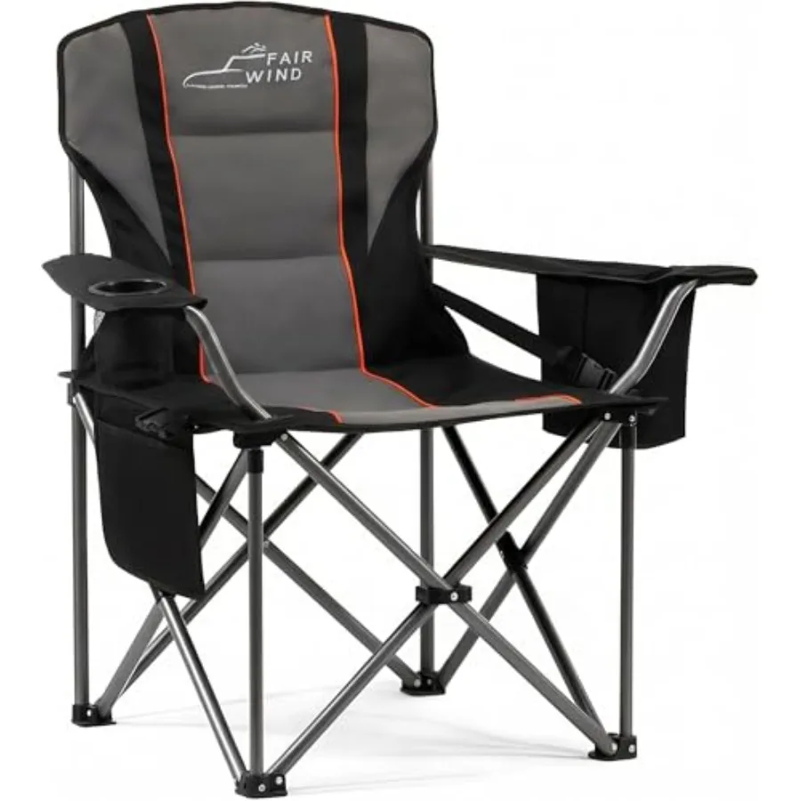 

Padded Camping Chair 500LBS Capacity Heavy Duty Oversized Folding Chair for Heavy People Portable Lawn Chair with Adjustable Lu