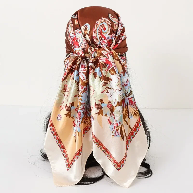 

New cashew print silk scarf women's European and American trend versatile shawl satin headscarf 90 square scarf scarf