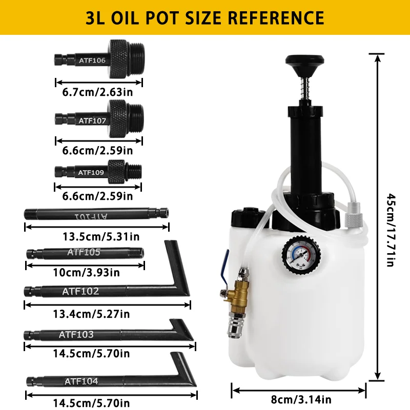 3L Manual Transmission Oil Filling System Hand Pump OR Pneumatic Automatic Gearbox Oil Fluid Pump Tool with Adapters