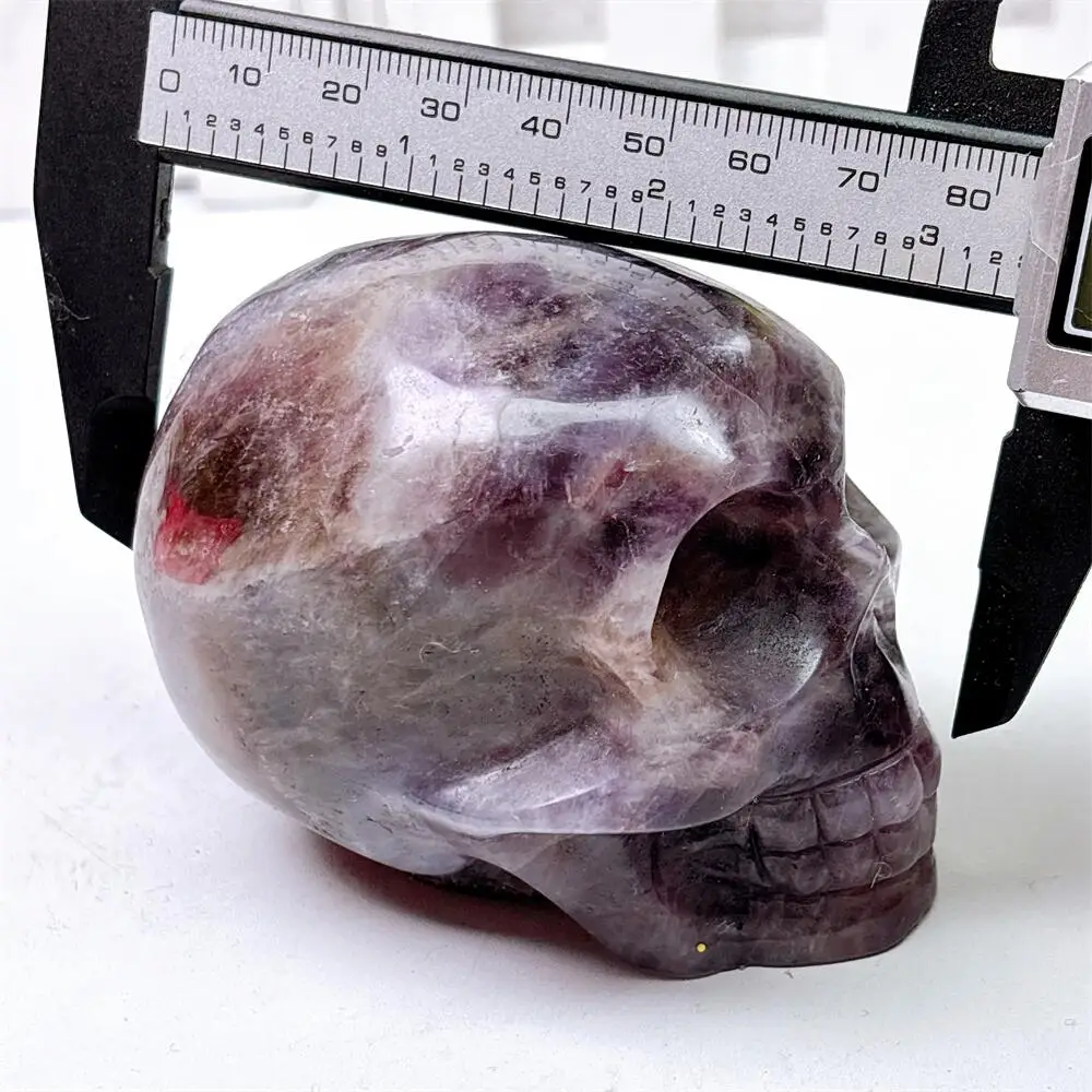 Dream Amethyst Quartz Skull Carving Polished Natural Healing Crystal Figurine Home Decor Craft Gift for Mind Body Spirit