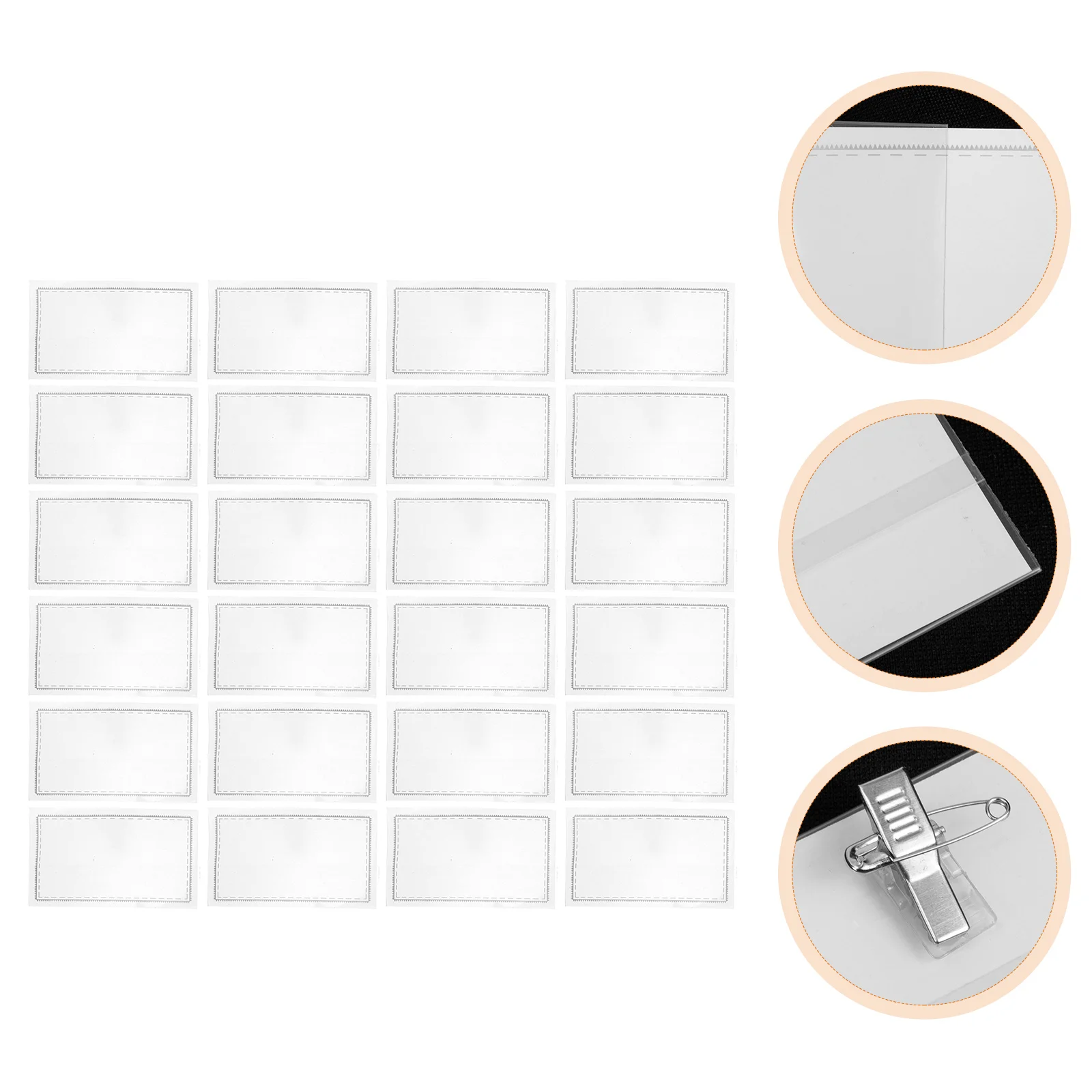 

50pcs Pvc Name Badge Holders Sturdy Lightweight School Employee Id Badge Case Office Supplies For Students Staff