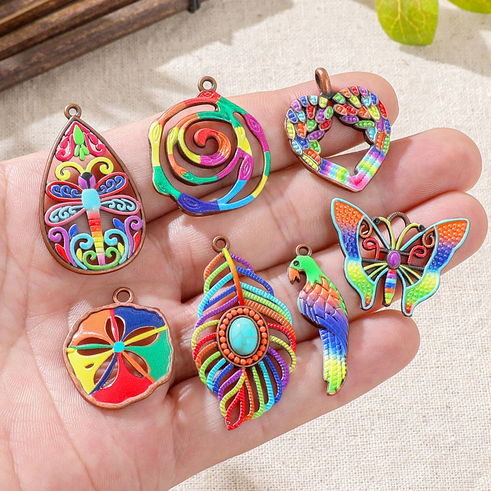 ボヘミア風エナメル加工アンティーク銅チャームペンダント DI - Vintage Fashion Earrings のレビューと価格