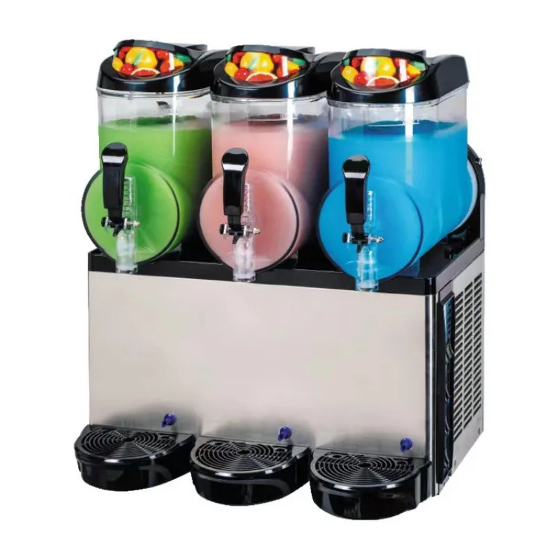 

Commercial snow melt machine cold drink machine, automatic horizontal bar and parallel bar three-cylinder slush snow granulator