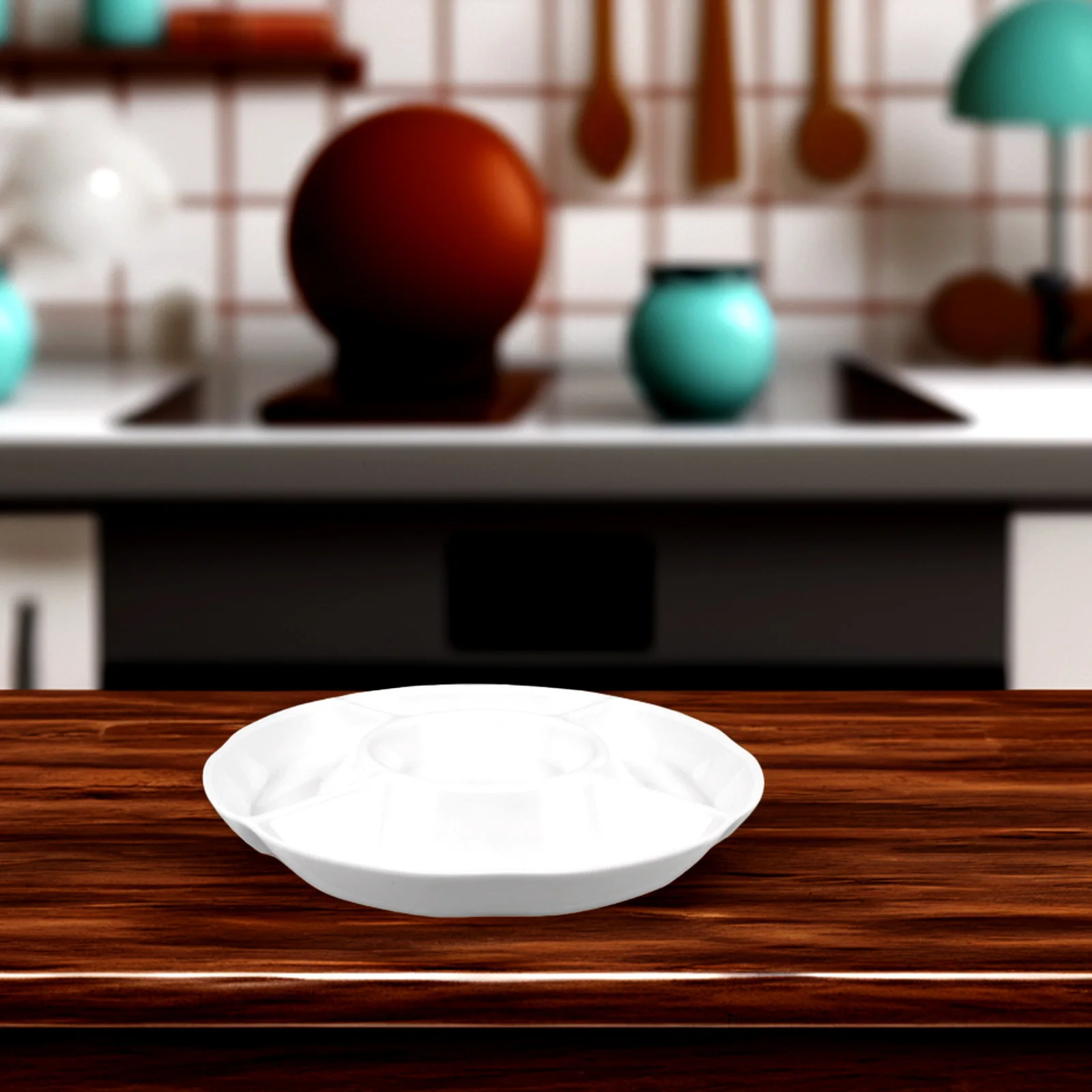 

Ktv Divided Serving Tray 5-Compartment Melamine Chip Dip Plate Sectional Platter Snack Organizer Fruit Veggie Party Dish