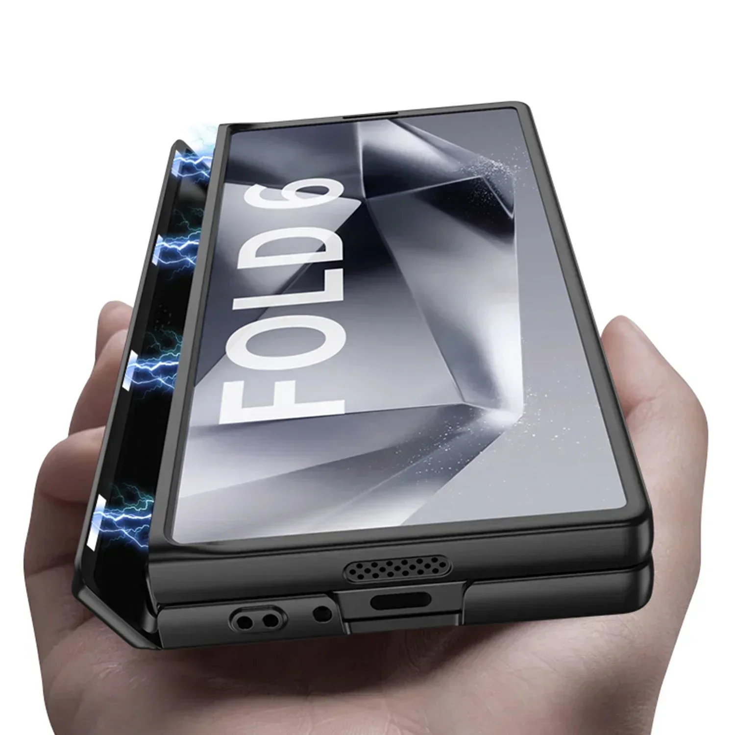 For Samsung Galaxy Z Fold 6 Case with Bracket Hard PC Magnetic Hinge Protection Phone Cover prevent peeping Screen Protector