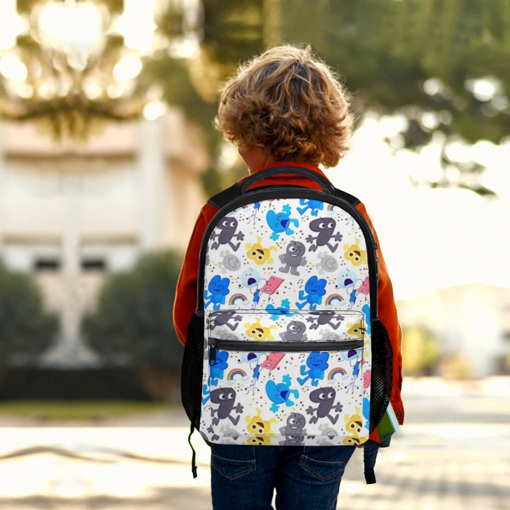 Mochila escolar con patrón Bfdi para niños, mochila para estudiantes de gran capacidad, mochila para estudiantes de secundaria de dibujos animados de 17 pulgadas