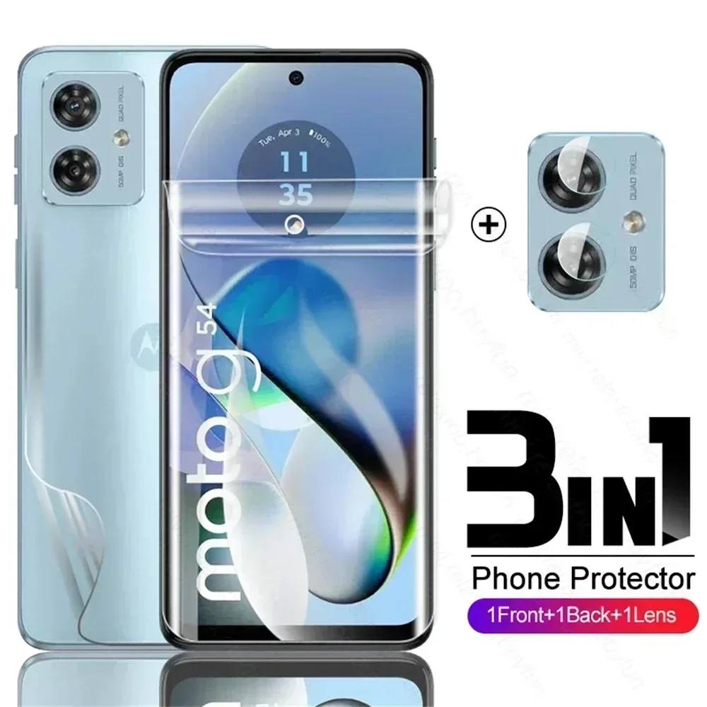 3In1 Front Back Hydrogel Film For Motorola Moto G 14 54 84 G14 4G G54 G84 5G Screen Protector MotoG54 MotoG84 2023 Camera Glass