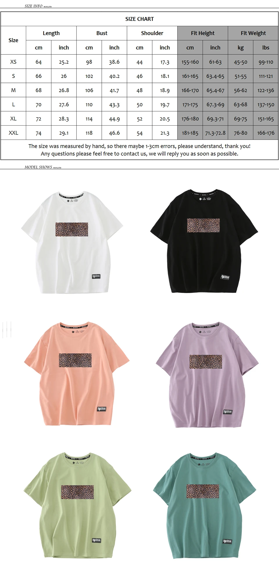 WAVLATII Frauen Neue Leopard Gedruckt T Shirts Weibliche Weiße Mode Streetwear 100% Baumwolle Schwarz Tees Tops für Sommer – Detail 1