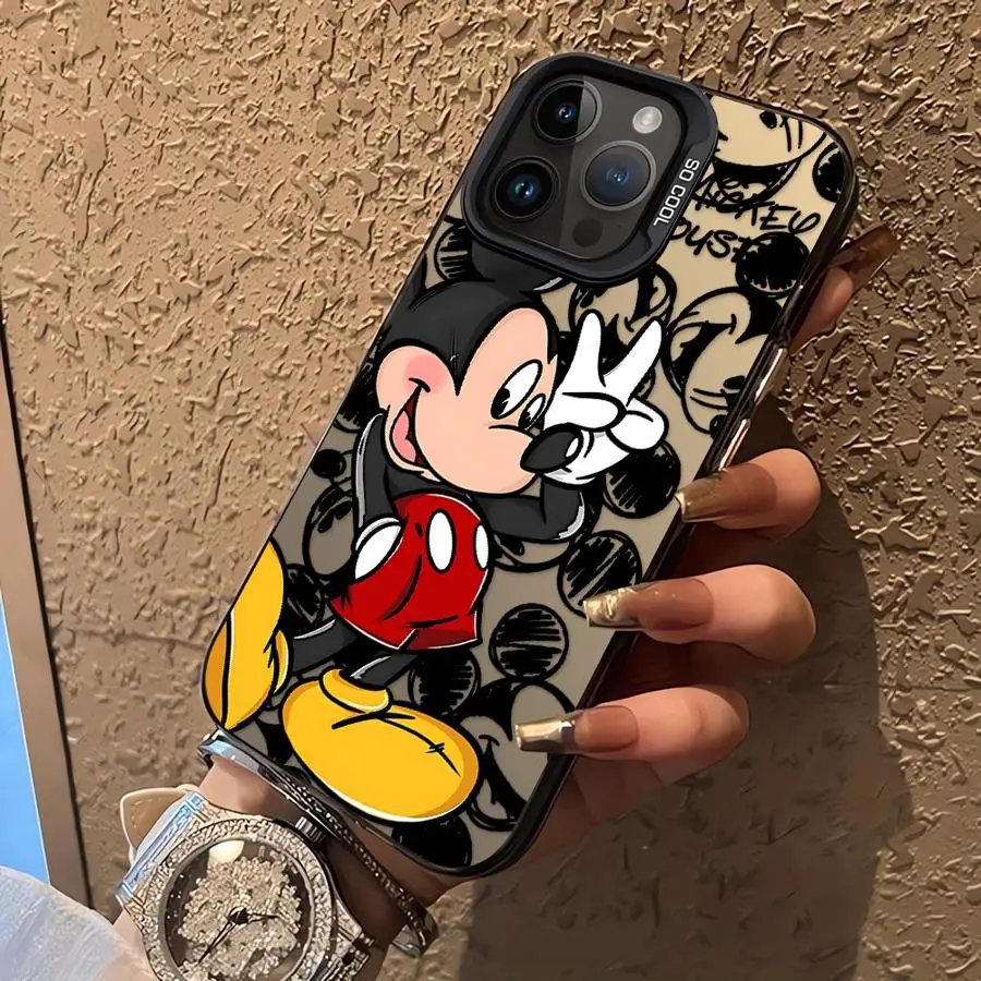 حافظة ديزني ميكي ماوس المضحكة لهاتف آيفون 11 12 13 برو ماكس 14 15 16 بلس 16e غلاف ناعم