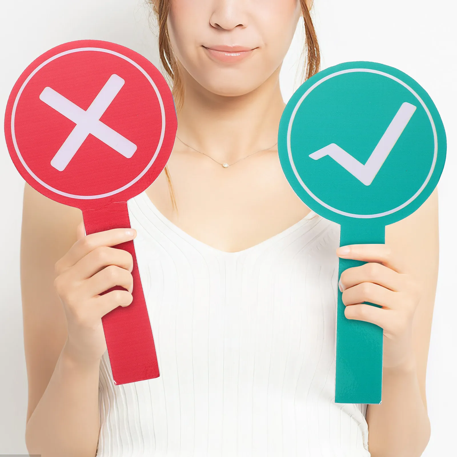 

2pcs Hand Held Whiteboard Dual Sided Green Foam Board Lightweight Portable Teaching Boards Yes No Voting