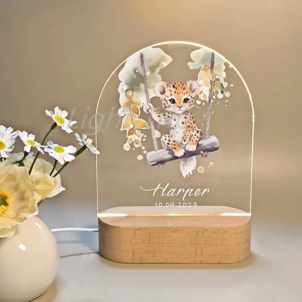 Imagem -03 - Lâmpada Animal Personalizada para Crianças 3d Night Light Personalizado Primeiro Nome Bebê Crianças Quarto Decoração do Lar Aniversário Presente de Natal