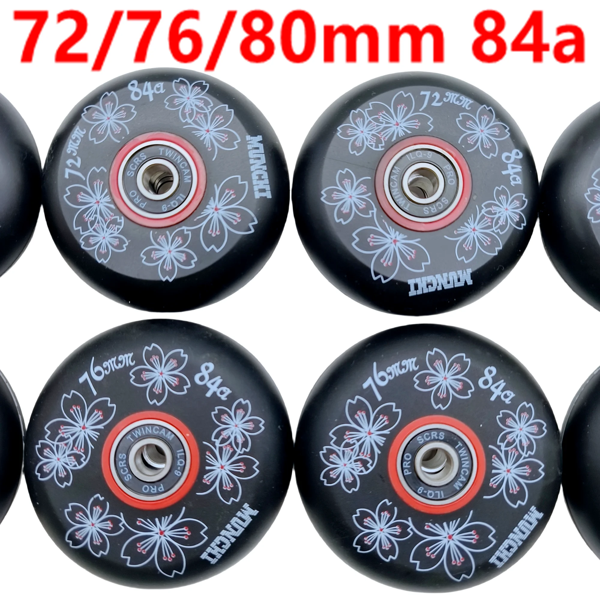 Inline skate wheel  FSK  84a 72mm 76mm 80mm pu material  with bearings 8wheels/lot