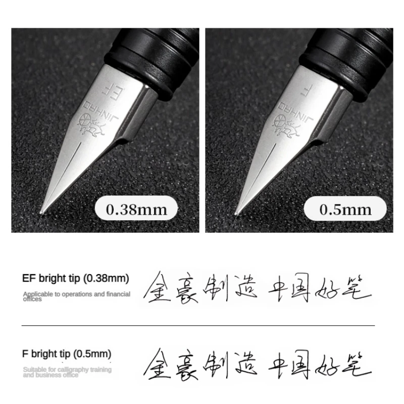 Imagem -06 - Jinhao 65 Preto Prata Cores Escritório de Negócios Caneta Fonte ef f 0.30 mm Nib Estudante Escola Artigos de Papelaria Suprimentos Luxo Elegante Caneta