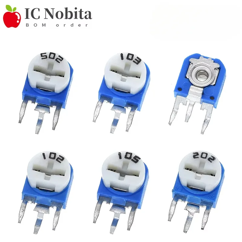500PCS RM063 100R 200R 500R 1K 2K 5K 10K 20K 50K 100K 200K 500K 1M Trimmer Potentiometer Adjustable Resistor Variable Resistors