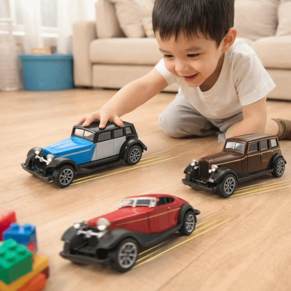 Sammlerstück 1:43 Maßstab Vintage Modellauto mit Öffnenden Türen Cabriolet Rückzieh-Auto Miniatur Klassisches Druckguss-Auto zur Ausstellung