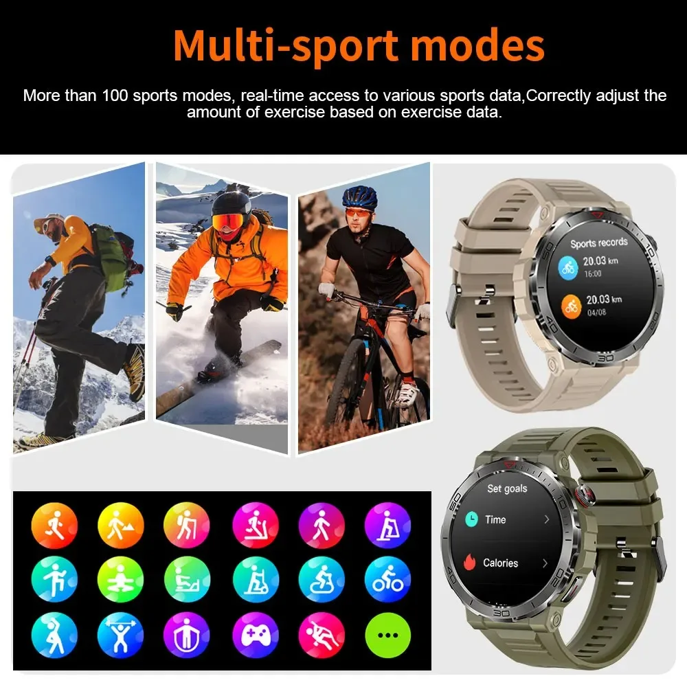 Military GPS Smart Watch Men 466*466 AMOLED HD Screen Outdoor Compass Heart Rate Oxygen Monitoring Bluetooth Call Smartwatch