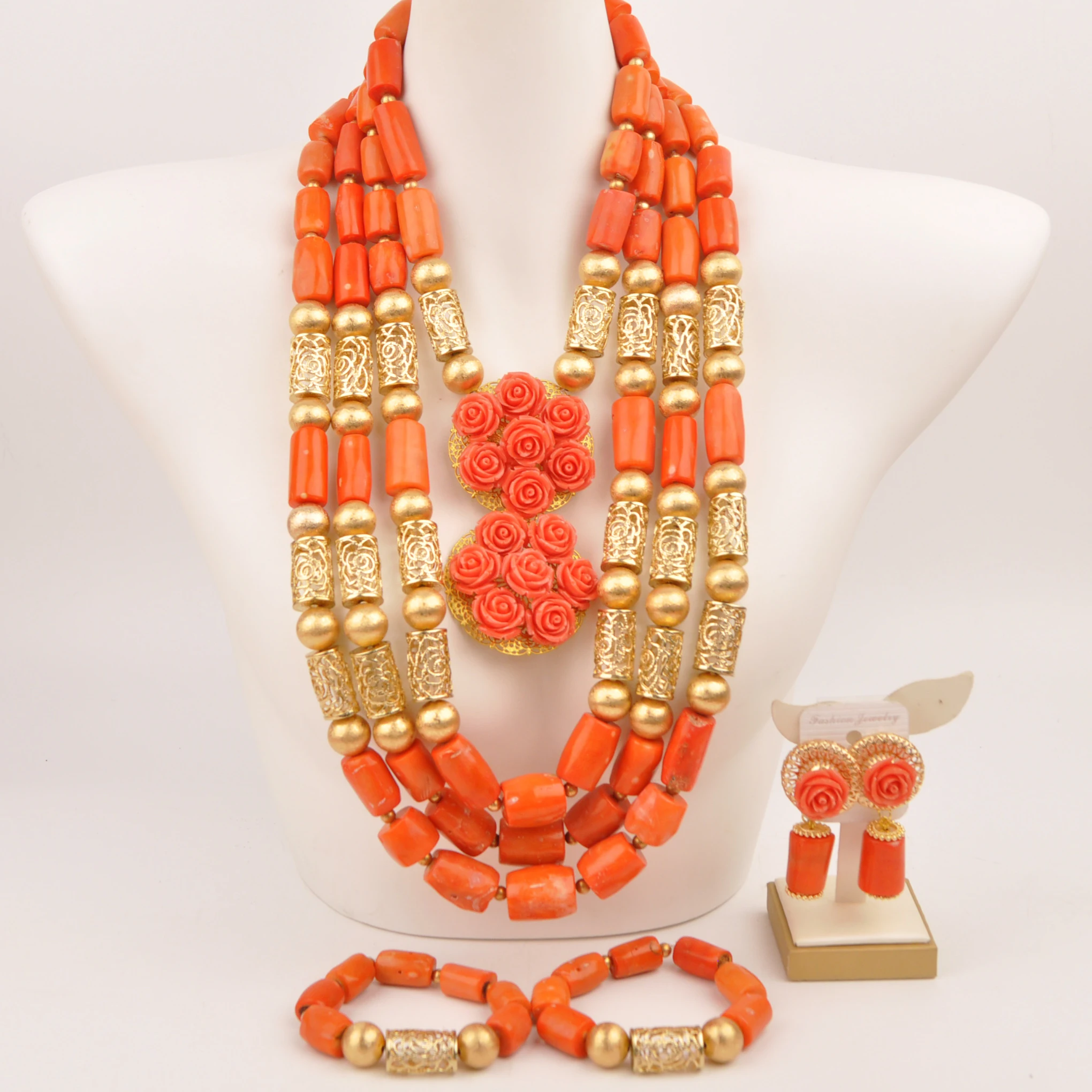 

Роскошное оригинальное ожерелье из оранжевого коралла, нигерийские Свадебные Ювелирные наборы для невесты