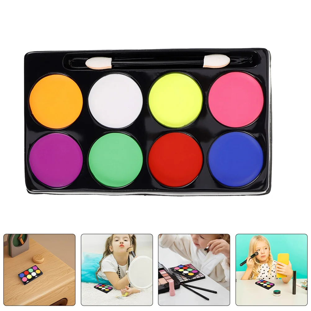 8색 오일 페인트 팔레트 아트 바디 메이크업 키트 어린이용 오래 지속되는 생생한 축제 파티 무대 공연용
