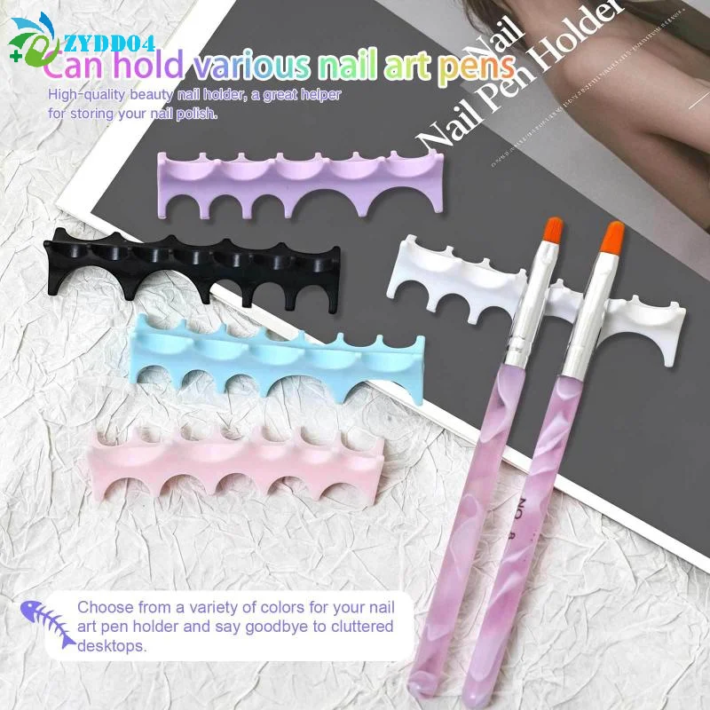 1Pcs Silicone Fishbone Nail Pen Holder Brush Rack Shelf UV Gel Brush Display Stand Makeup Painting Pen Rest Organizer Stander