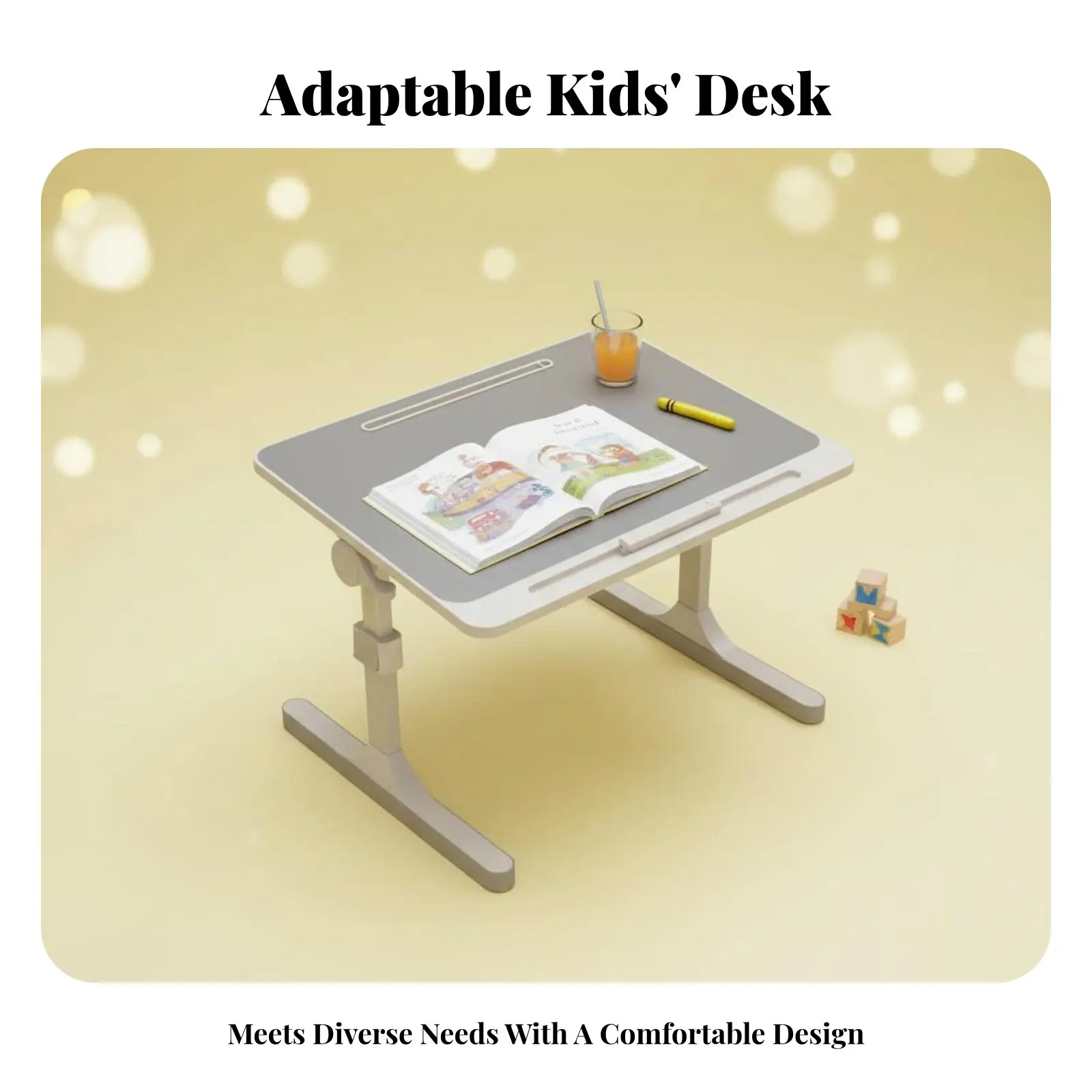 折りたたみ式学習テーブル、高さ調節可能、子供用家具、内蔵ブックスタンド、多機能、学生、床、プレイルーム用