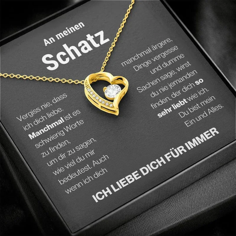 To My Grilfriend Valentine's Day Gift Necklace Birthday Christmas Women Girl Lover Fashion Love Heart Pendant Necklace