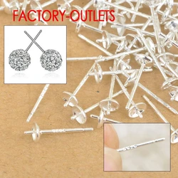 Fast Shipping Wholesale 10PCS Lot 925 Sterling Silver Stud Earrings Pin Korean Earrings Findings Factory Cheap Price