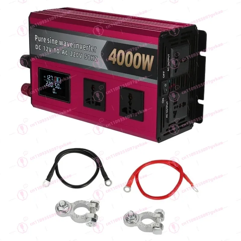 4000W 3000W Pure Sine Wave Inverter DC 12V To AC 220V Voltage Transformer Socket Converter Car Solar Power Inverter Power Supply
