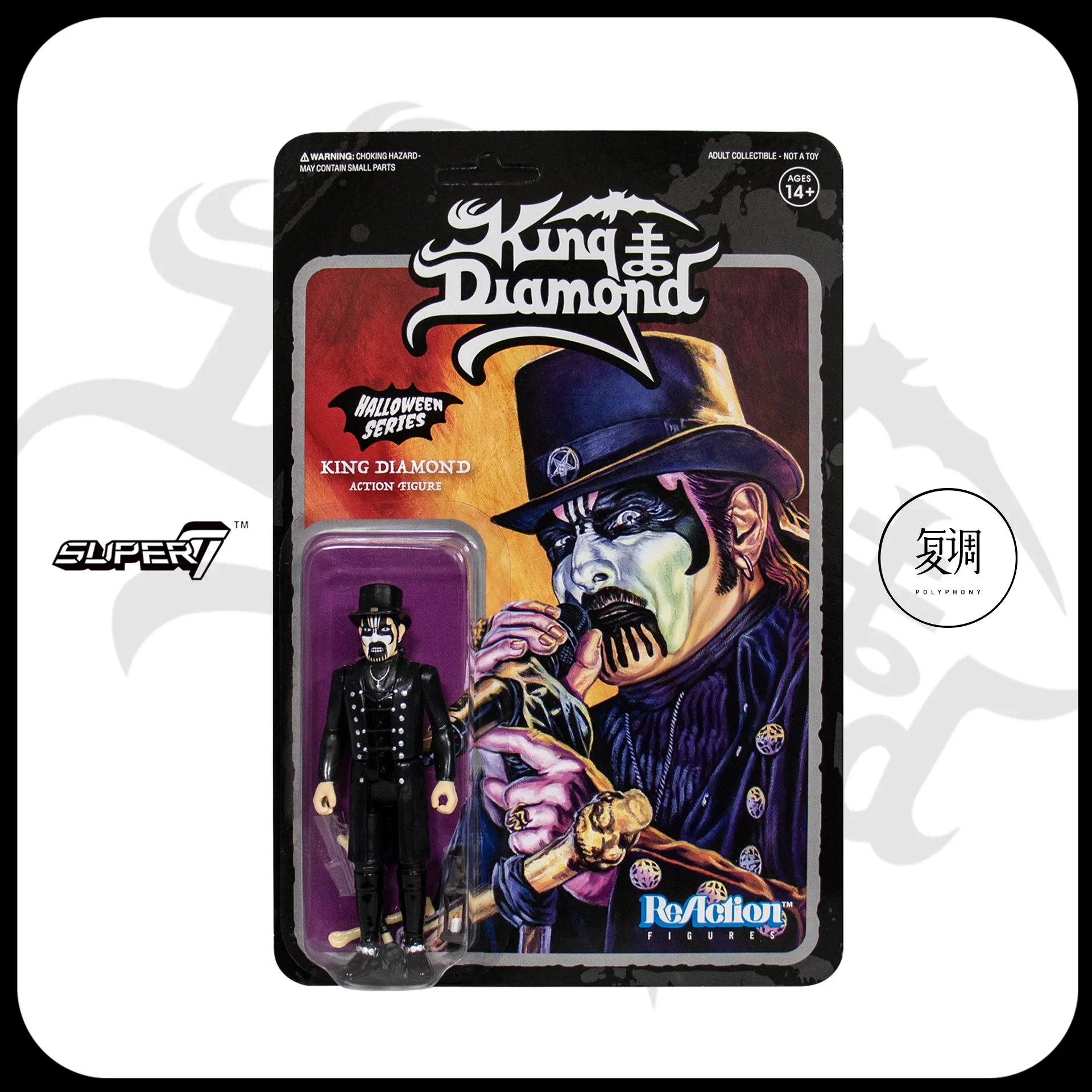 Op voorraad Super7 King Diamond First Tour ReAction Figure Toy Collection Gift Boy Doll Halloween Verjaardag